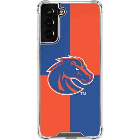 Boise State University Broncos Checkered Galaxy S21 FE Clear Case